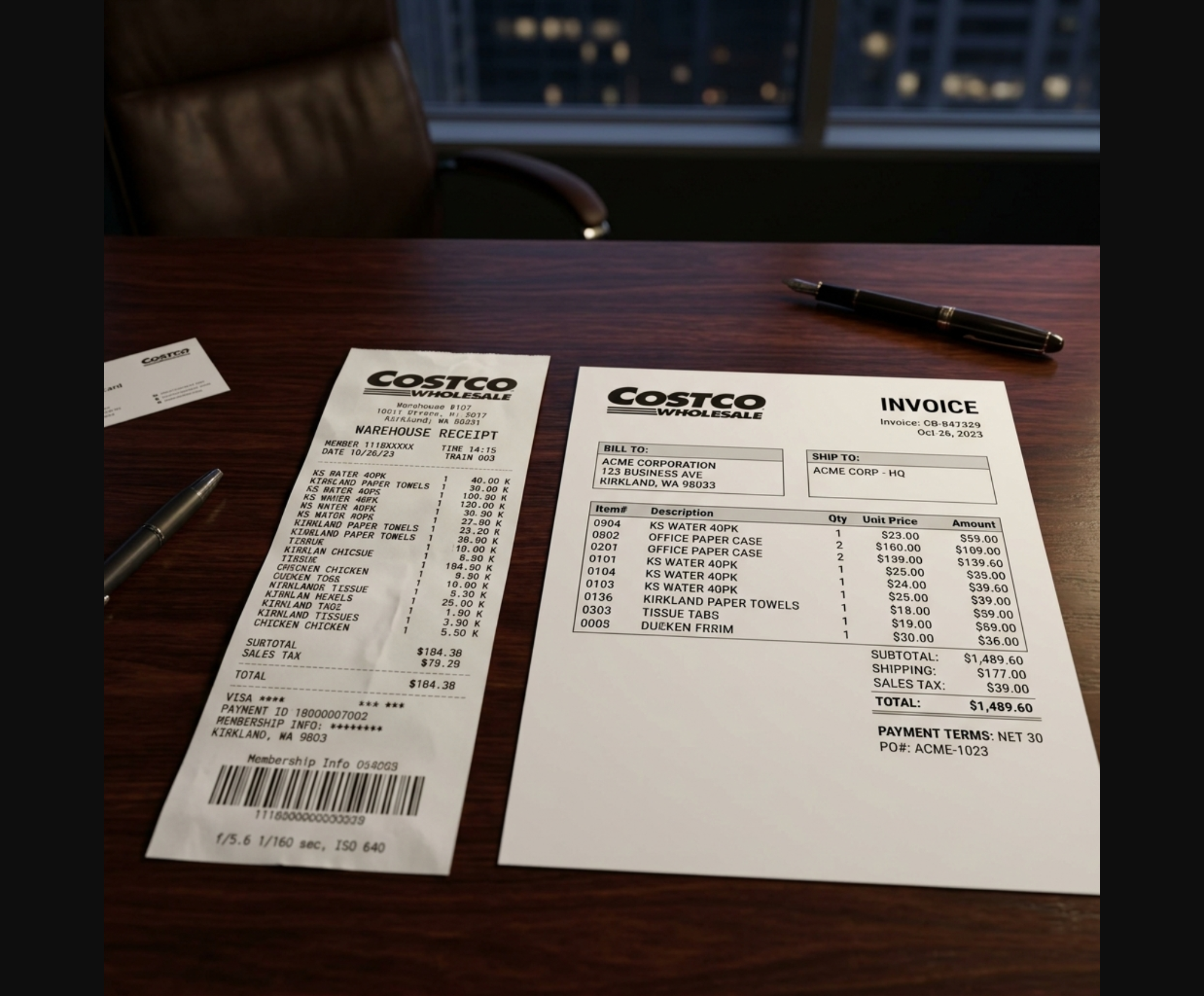 Costco Receipt vs Invoice