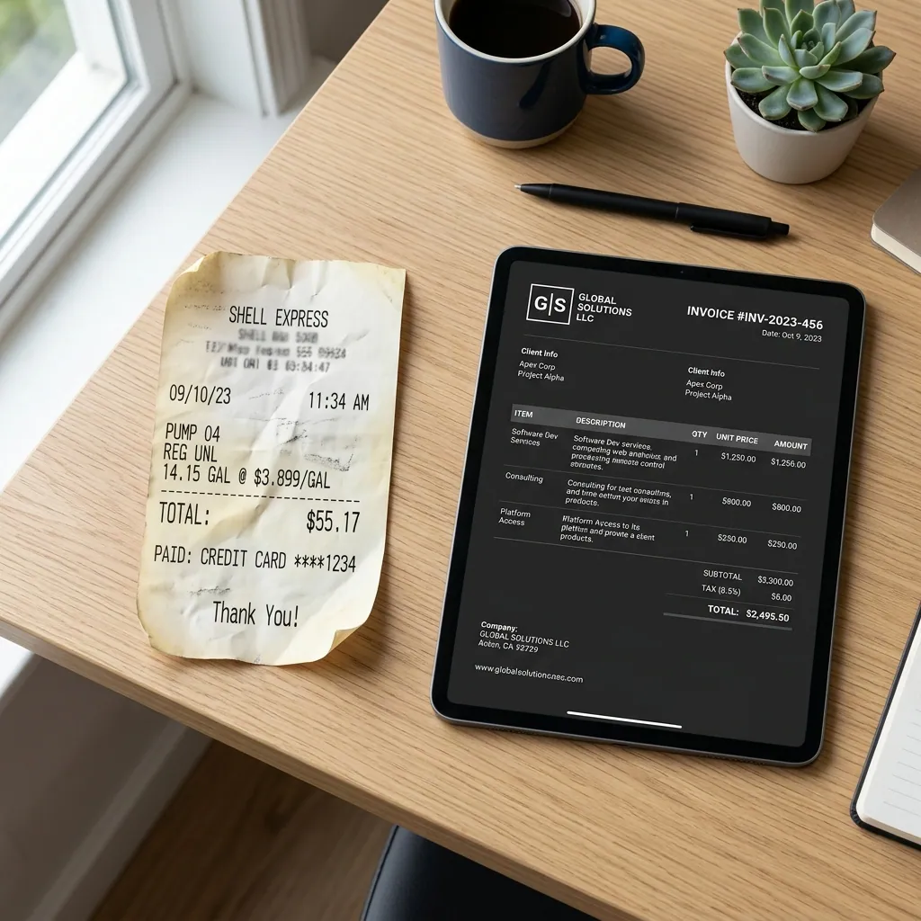 Gas Receipt vs Invoice
