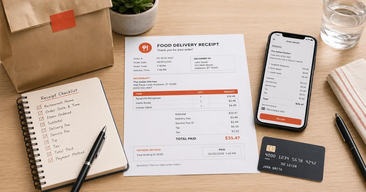 Grubhub Receipt Template