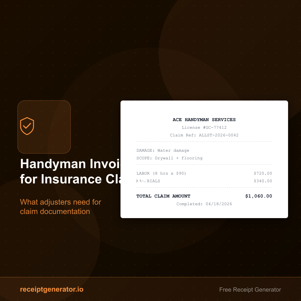 Handyman Invoice for Insurance Claims: What Adjusters Need