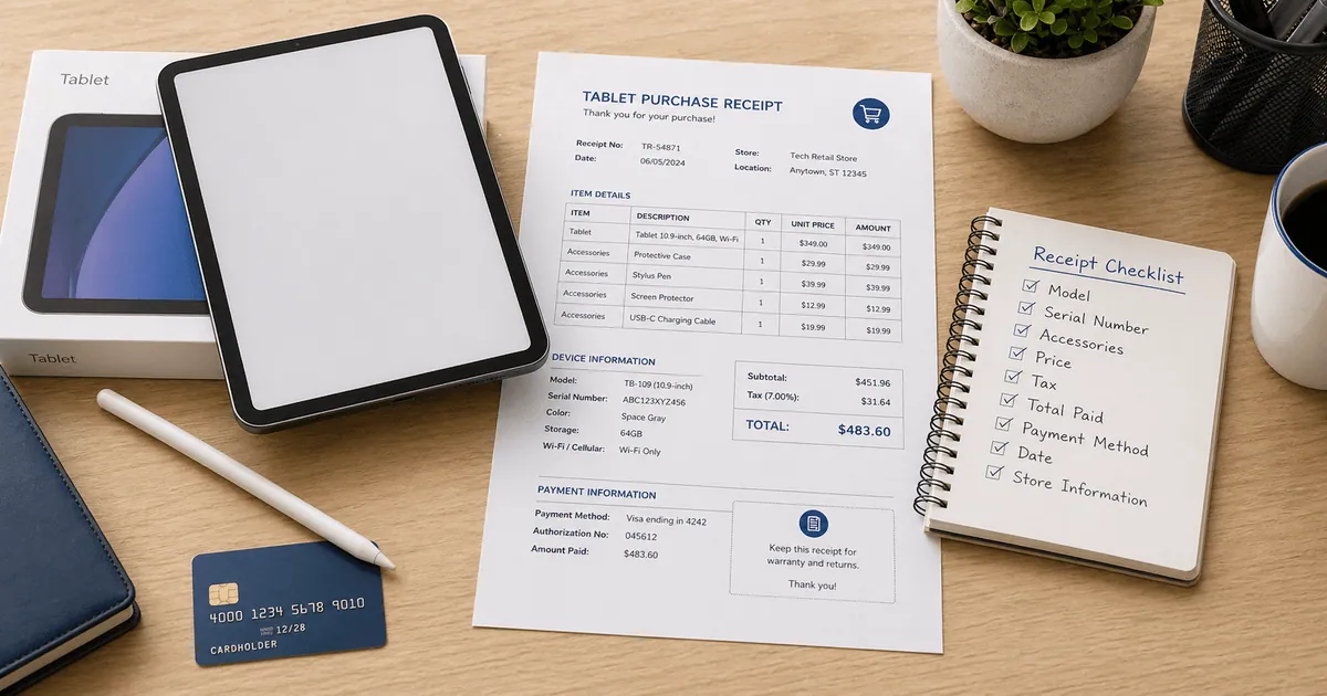iPad Receipt Template