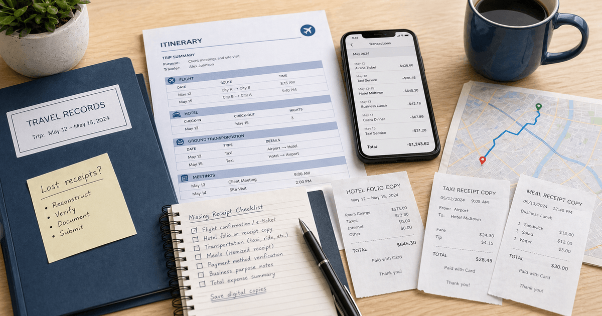 Lost Travel Receipt: How to Rebuild a Missing Trip Record
