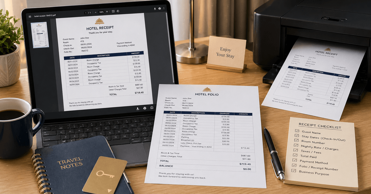 Printable Hotel Receipt PDF
