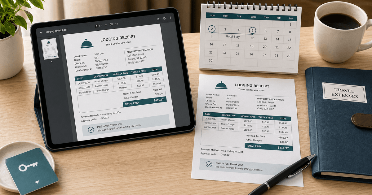 Printable Lodging Receipt PDF