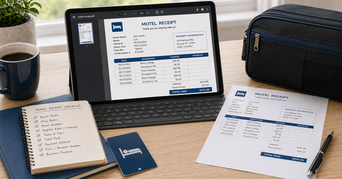 Printable Motel 6 Receipt PDF