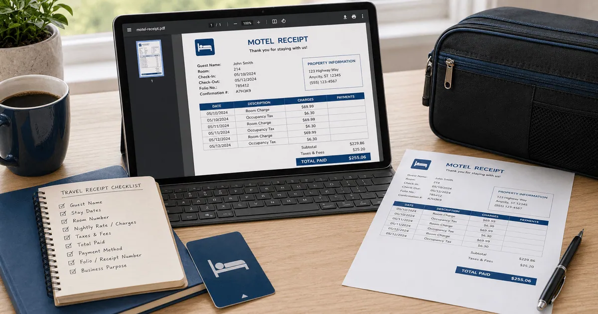 Printable Motel 6 Receipt PDF