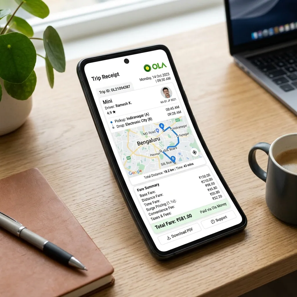 Printable Ola Receipt PDF