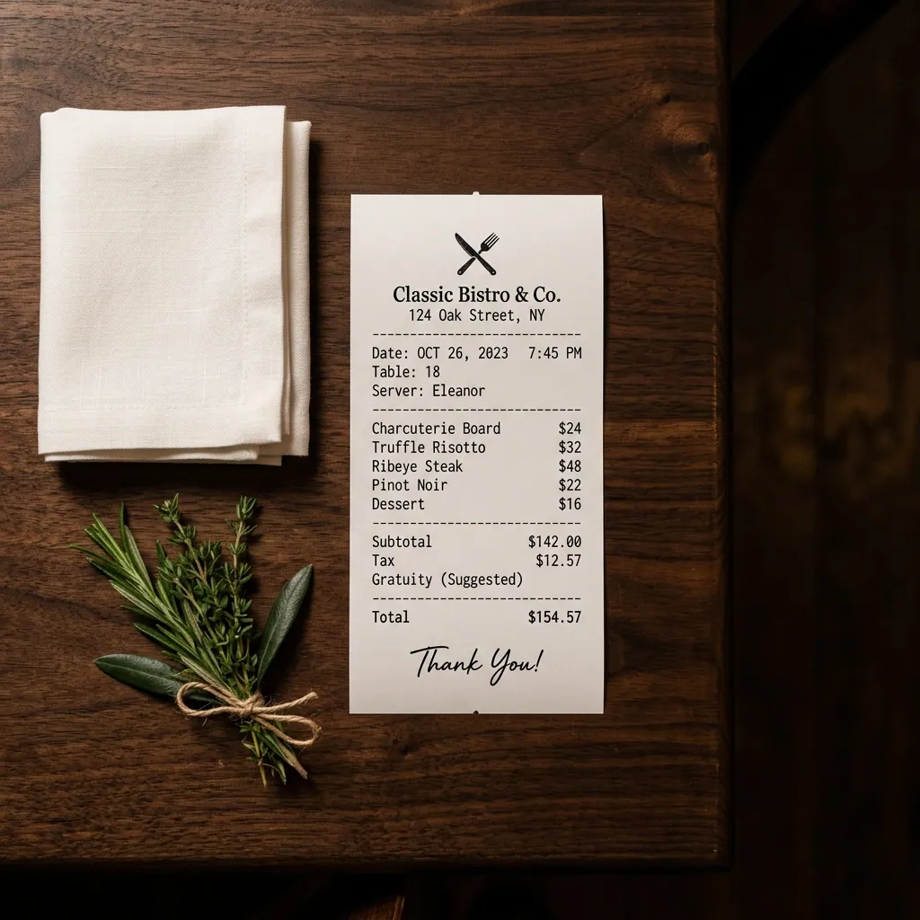 Printable Restaurant Receipt PDF