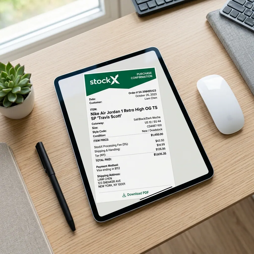 Printable StockX Receipt PDF