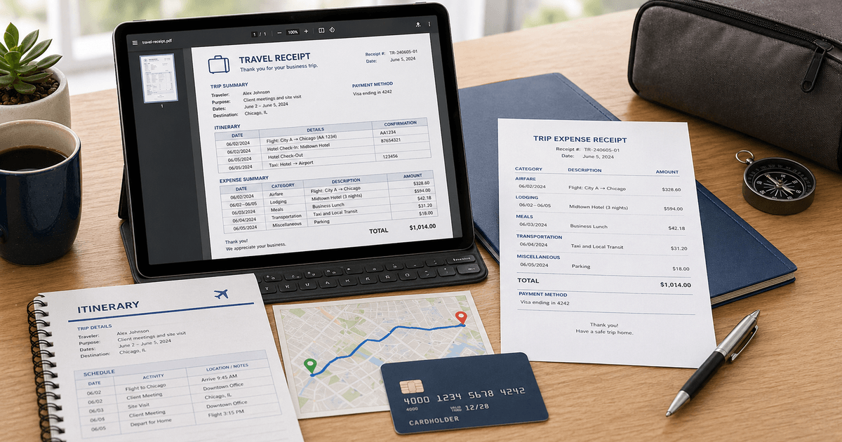 Printable Travel Receipt PDF