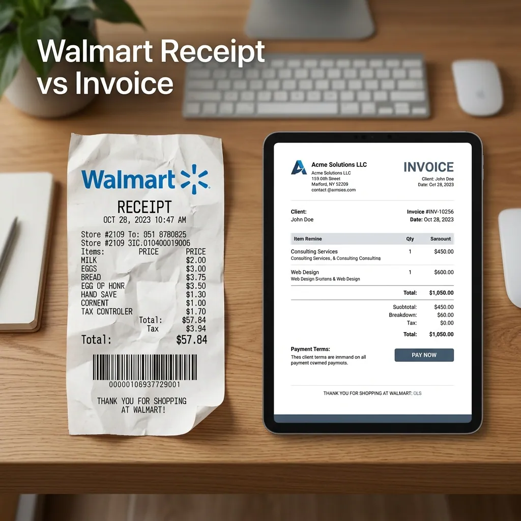 Walmart Receipt vs Invoice
