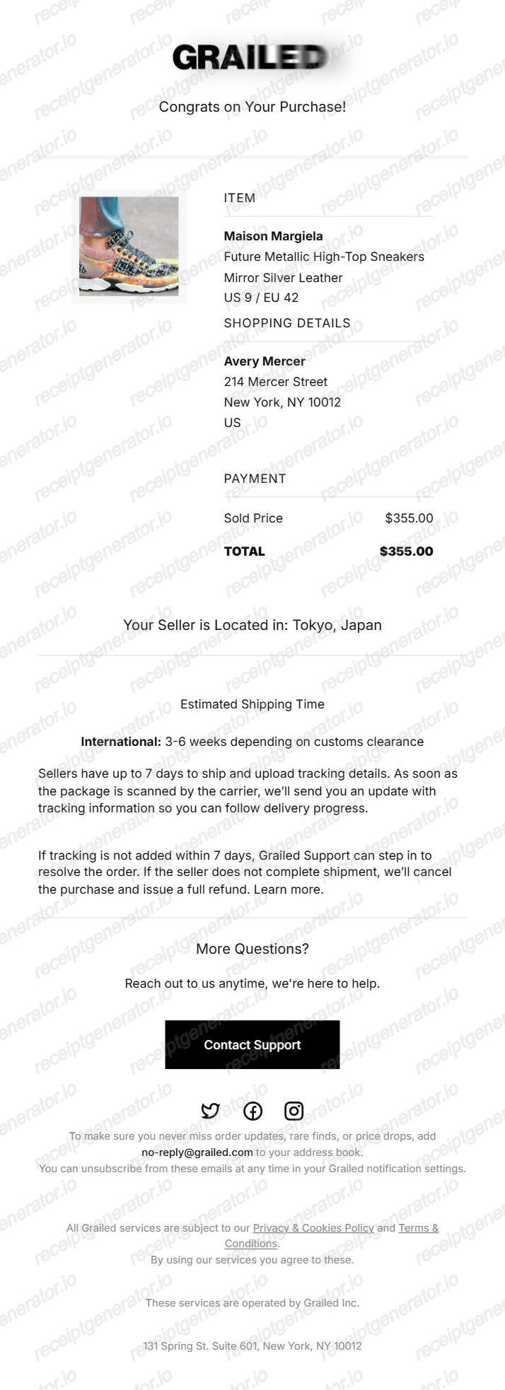 Free Grailed Verified Purchase Receipt G | Receipt Generator