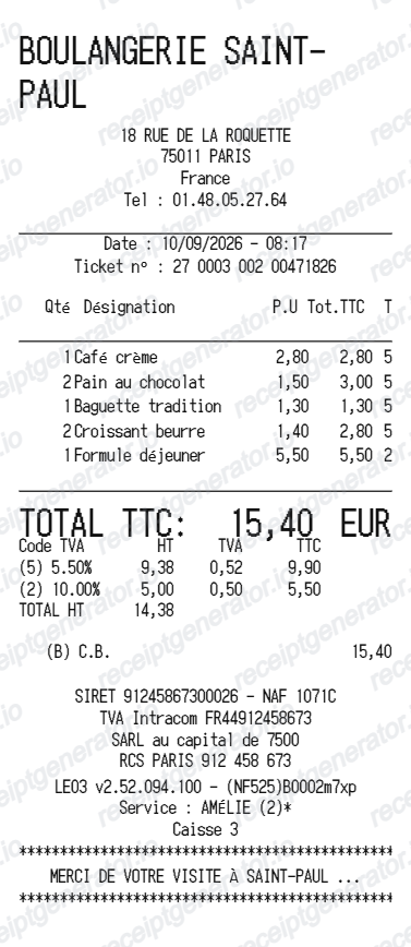 Boulanger receipt