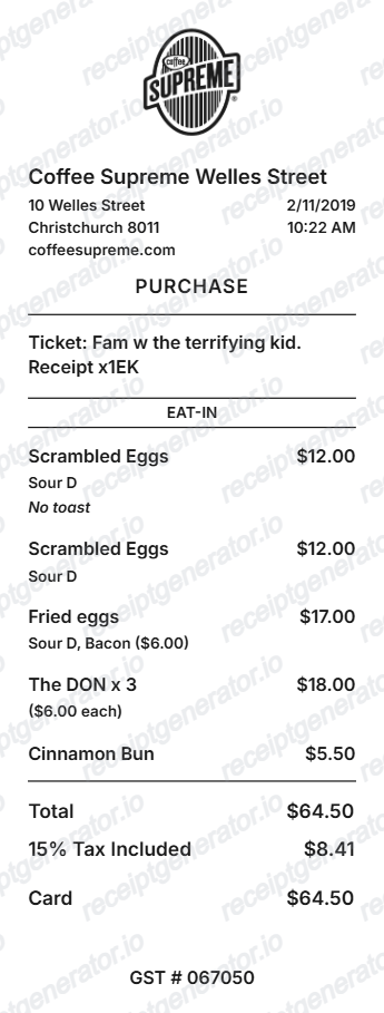 Free Cafe Thermal Receipt Generator - Coffee Shop POS Receipt PDF preview