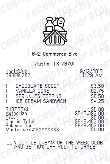 Custom Logo Receipt
