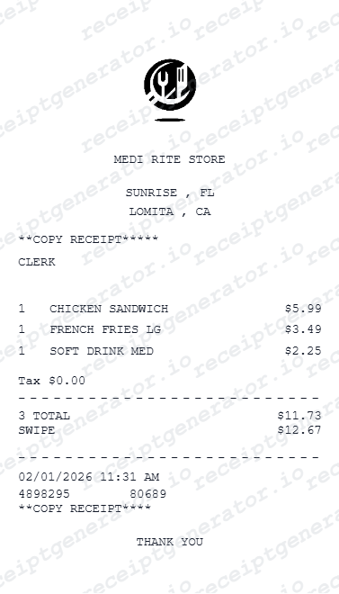 Food Receipt