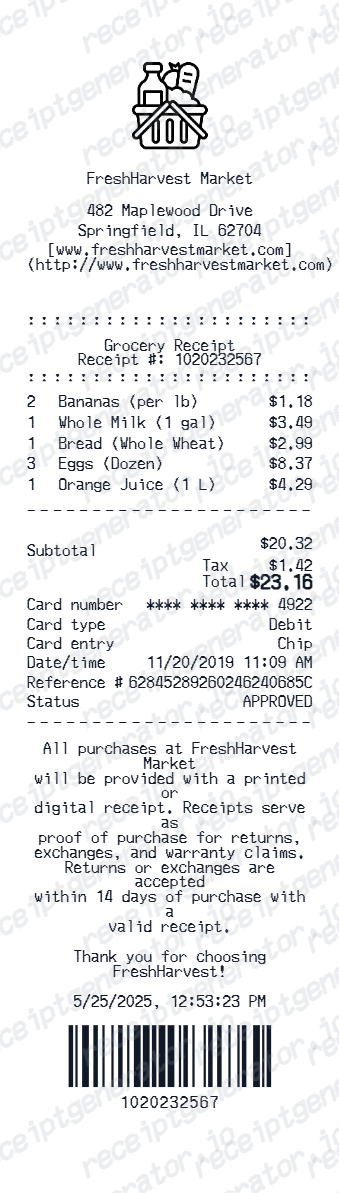 Grocery Receipt
