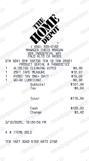 The Home Depot Receipt V2