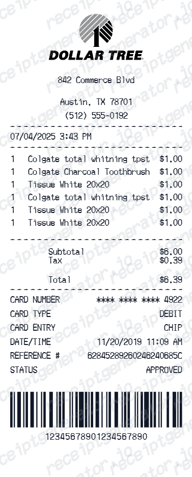 Free Dollar Tree Receipt Generator - Create Dollar Store Receipts | PDF preview
