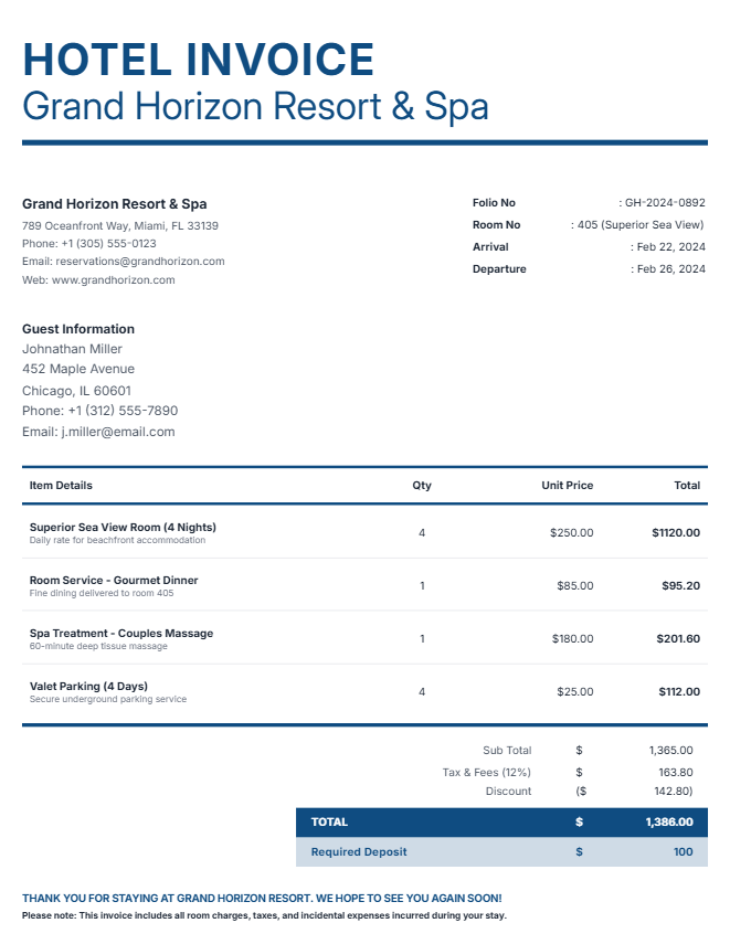 Hotel Invoice