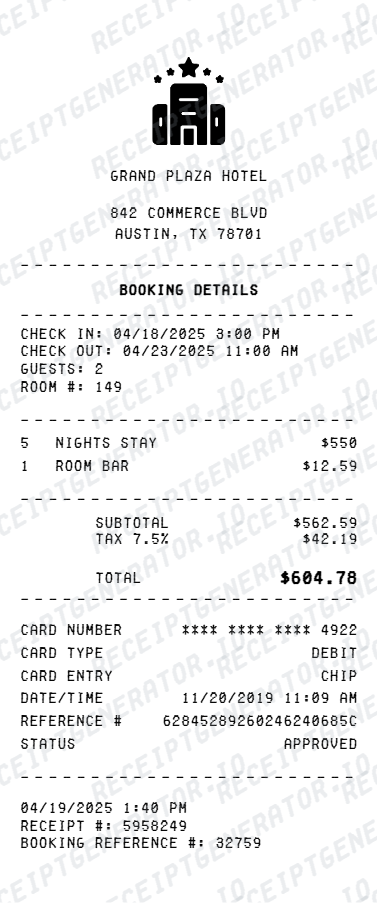 Hotel Receipt