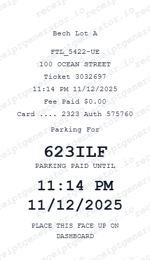Free Parking Meter Receipt Generator - Create Street & Meter Parking Receipts | PDF preview