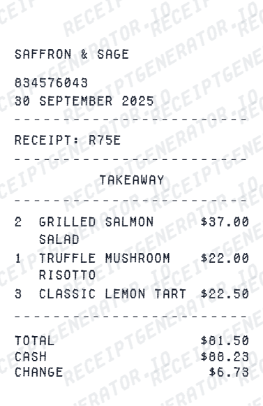 Square Style Receipt