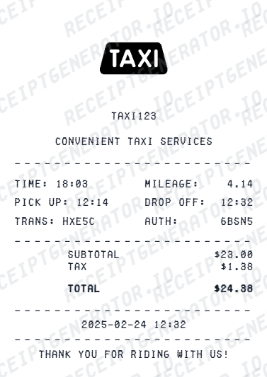 Taxi Receipts