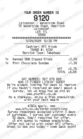 Kfc Receipt