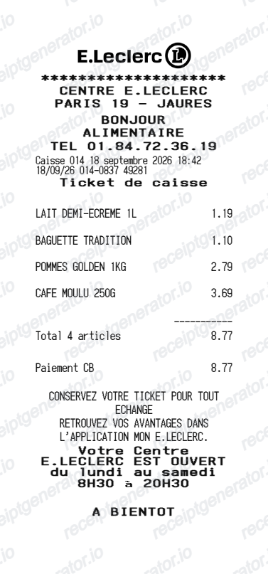 E.Leclerc receipt