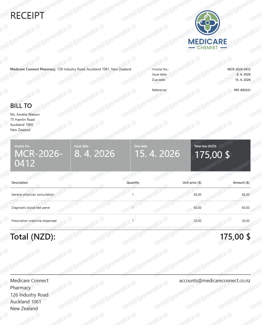 Official Medical Treatment Receipt