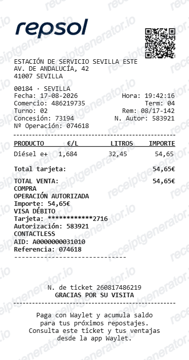 Repsol receipt
