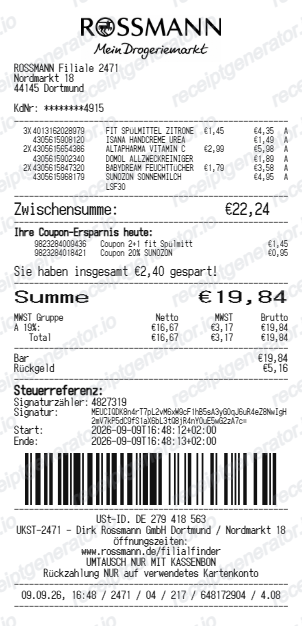 Rossmann receipt