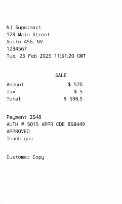 Supermarket Receipt