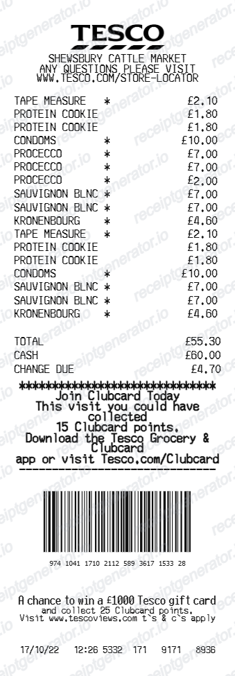 Tesco Receipt