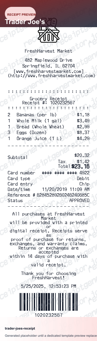 Trader Joe's Receipt