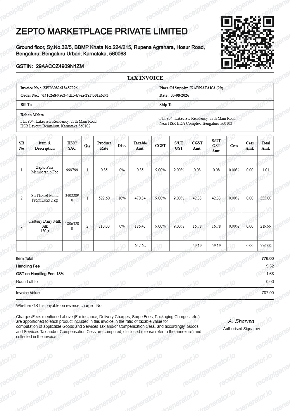 Zepto Bill